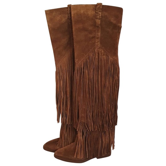 NWT ASH. Gipsy Boho Fringe Suede Leather Knee High Boots Women’s Sz 39 - Picture 7 of 14